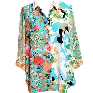 Rose & Olive Multicolor Floral and Abstract Button Down Shirt